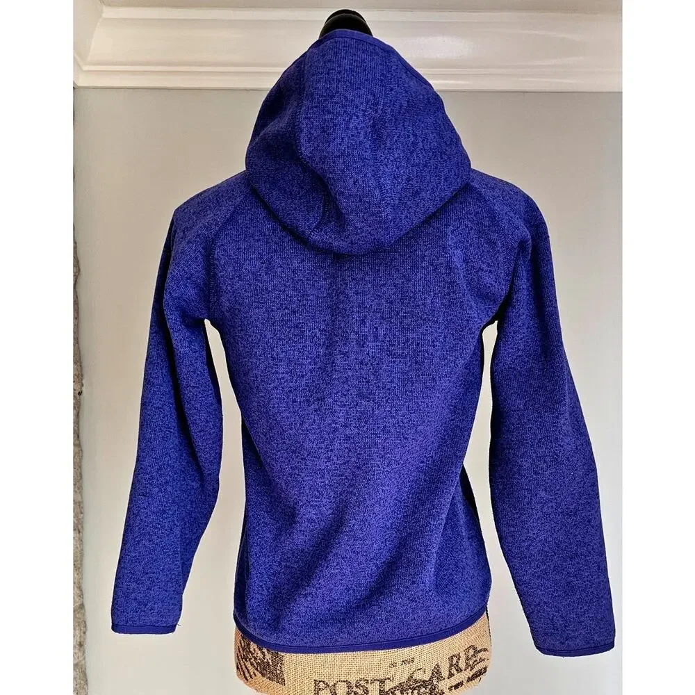 L.L. Bean Kids Full Zipper Sweater Fleece Hooded Royal Blue Zipper Pockets Sz M